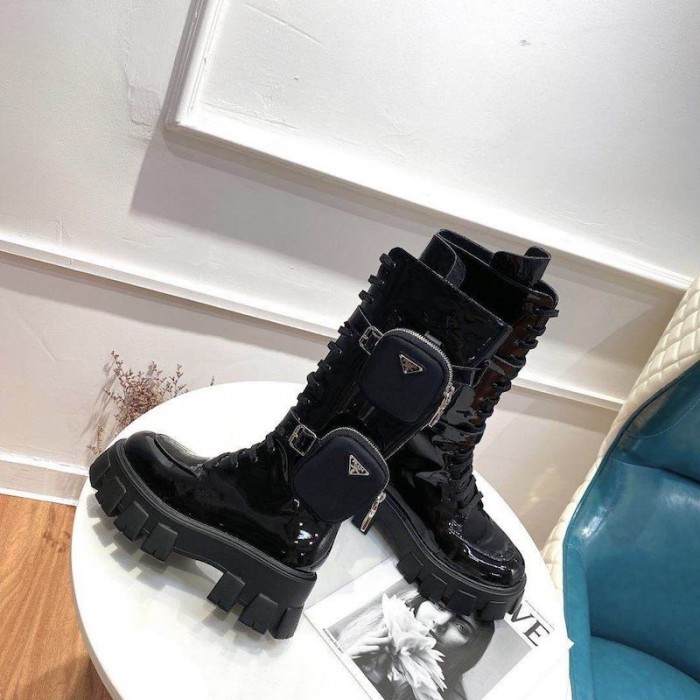 Pra*a monolith patent leather high boots black