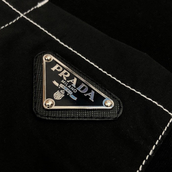 Pra*a cotton t-shirt with nylon pocket black