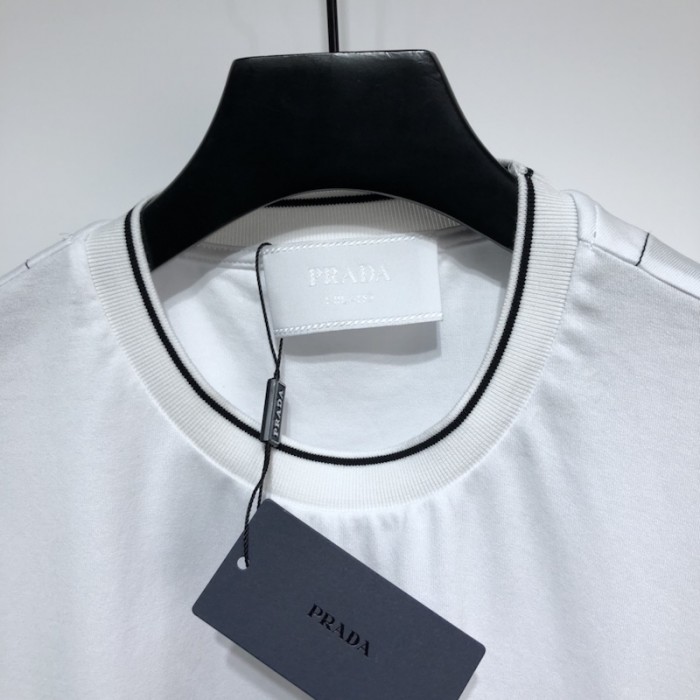 Pra*a cotton t-shirt with nylon pocket white