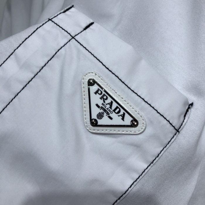 Pra*a cotton t-shirt with nylon pocket white