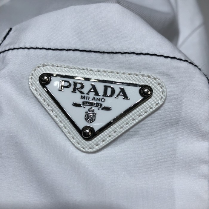 Pra*a cotton t-shirt with nylon pocket white