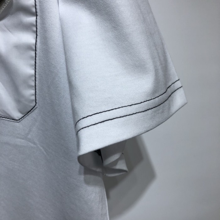 Pra*a cotton t-shirt with nylon pocket white