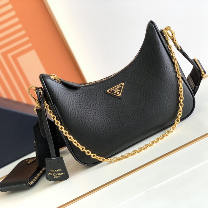 Pra*a re-edition 2005 saffiano leather bag black