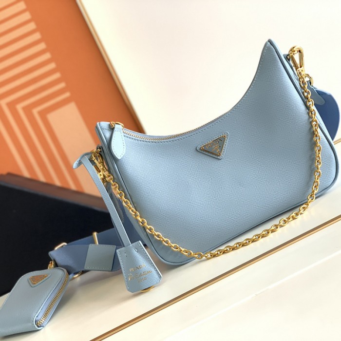 Pra*a re-edition 2005 saffiano leather bag blue