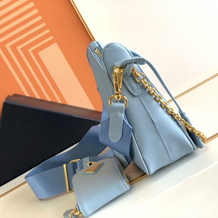 Pra*a re-edition 2005 saffiano leather bag blue