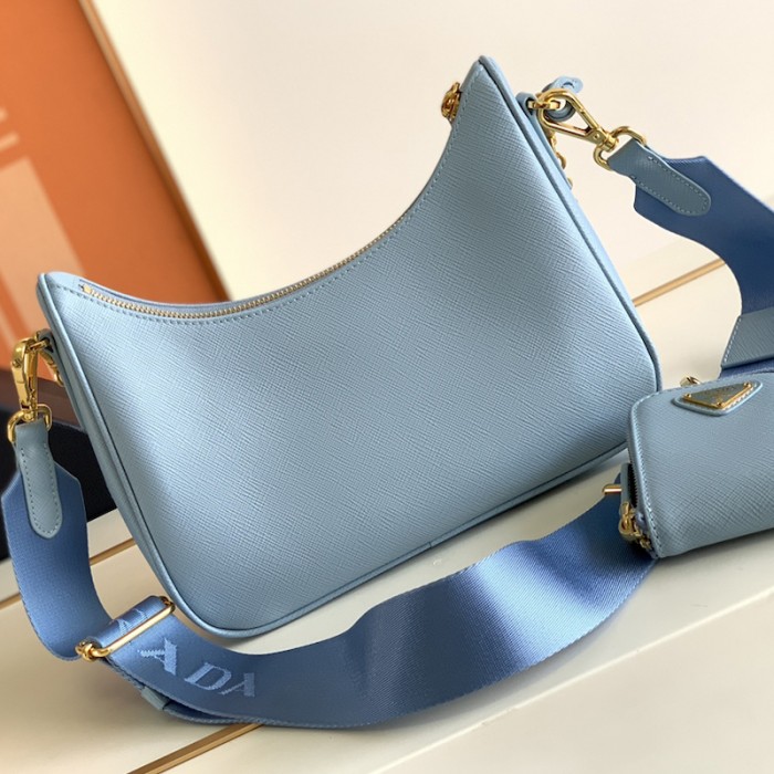 Pra*a re-edition 2005 saffiano leather bag blue