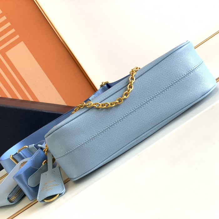 Pra*a re-edition 2005 saffiano leather bag blue