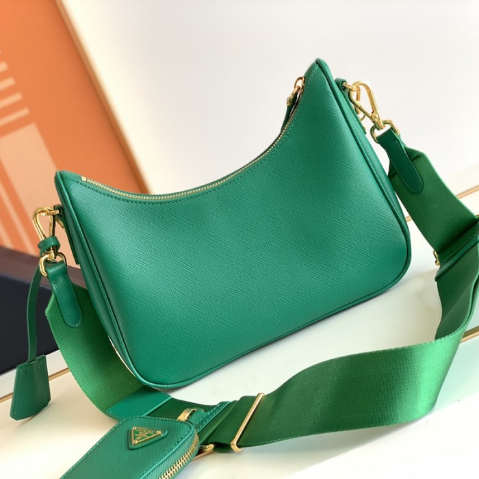 Pra*a re-edition 2005 saffiano leather bag green