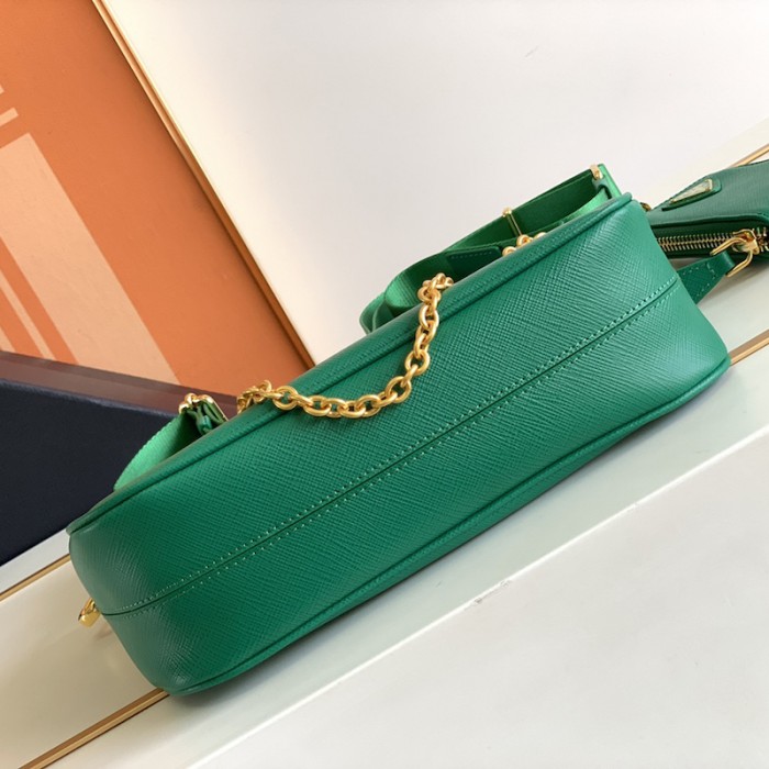 Pra*a re-edition 2005 saffiano leather bag green