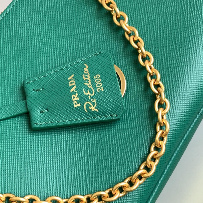 Pra*a re-edition 2005 saffiano leather bag green