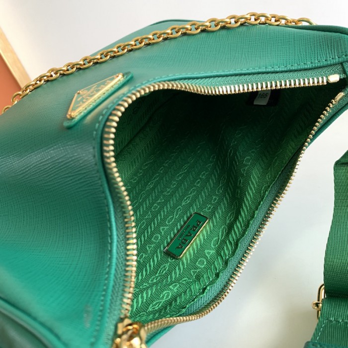 Pra*a re-edition 2005 saffiano leather bag green