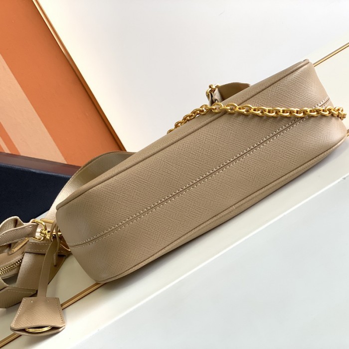 Pra*a re-edition 2005 saffiano leather bag tan