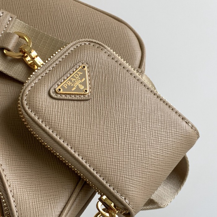 Pra*a re-edition 2005 saffiano leather bag tan