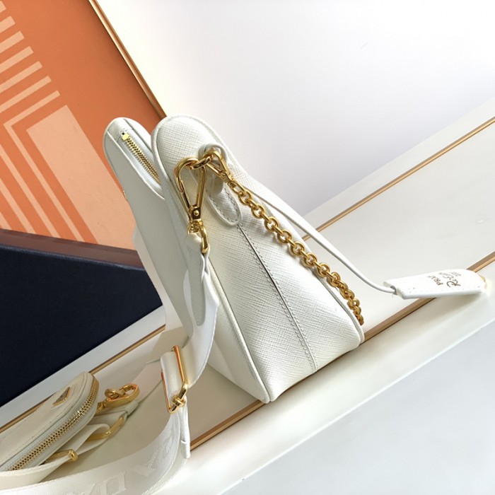 Pra*a re-edition 2005 saffiano leather bag white