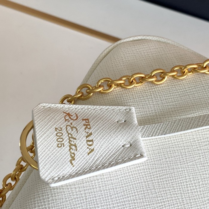 Pra*a re-edition 2005 saffiano leather bag white