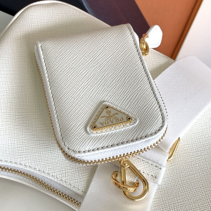 Pra*a re-edition 2005 saffiano leather bag white