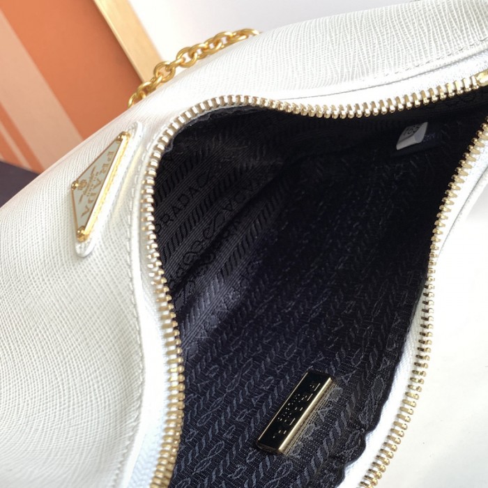 Pra*a re-edition 2005 saffiano leather bag white