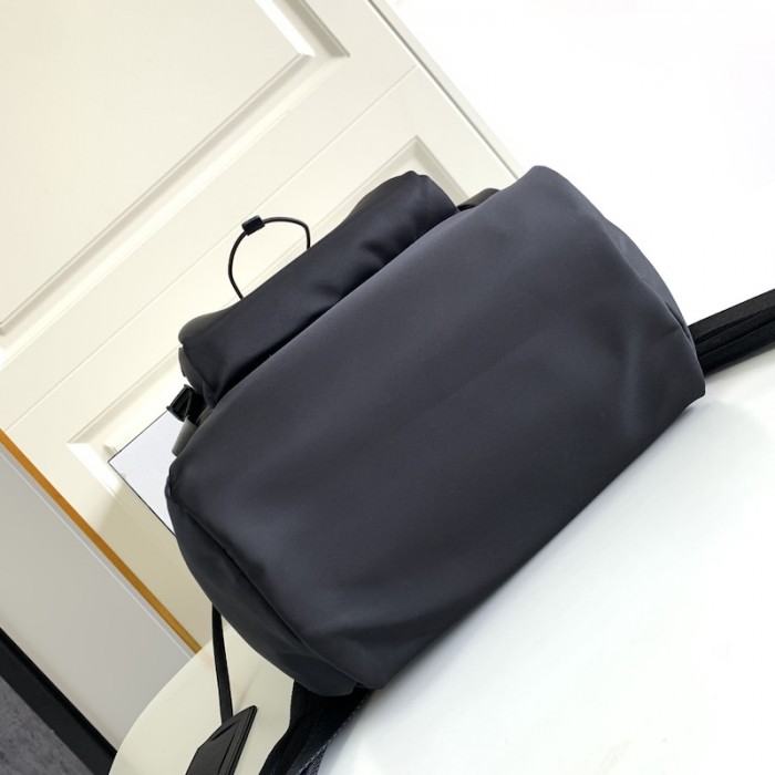 Pra*a re-nylon and saffiano leather backpack black