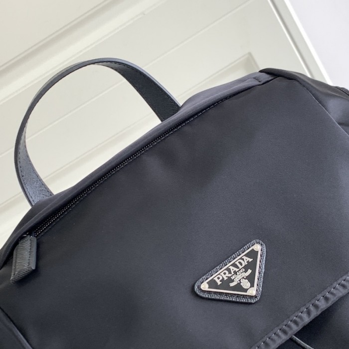 Pra*a re-nylon and saffiano leather backpack black