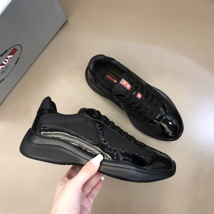 Pra*a new america''s cup leather and technical fabric sneakers black