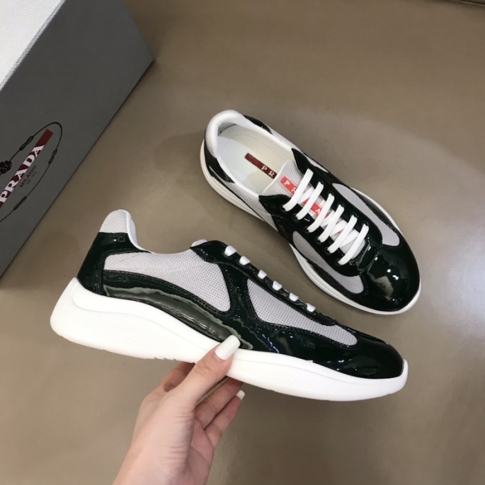 Pra*a new america''s leather and technical fabric sneakers green
