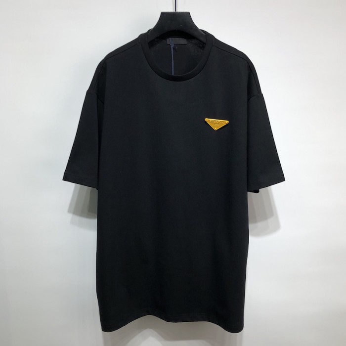 Pra*a triangle-logo jersey t-shirt black