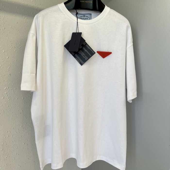 Pra*a triangle-logo jersey t-shirt white