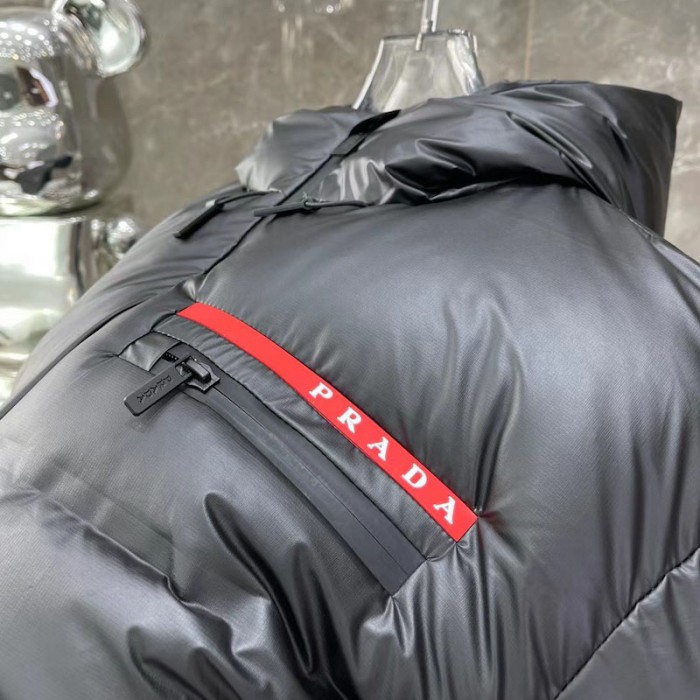 women Pra*a light nylon hooded puffer jacket black