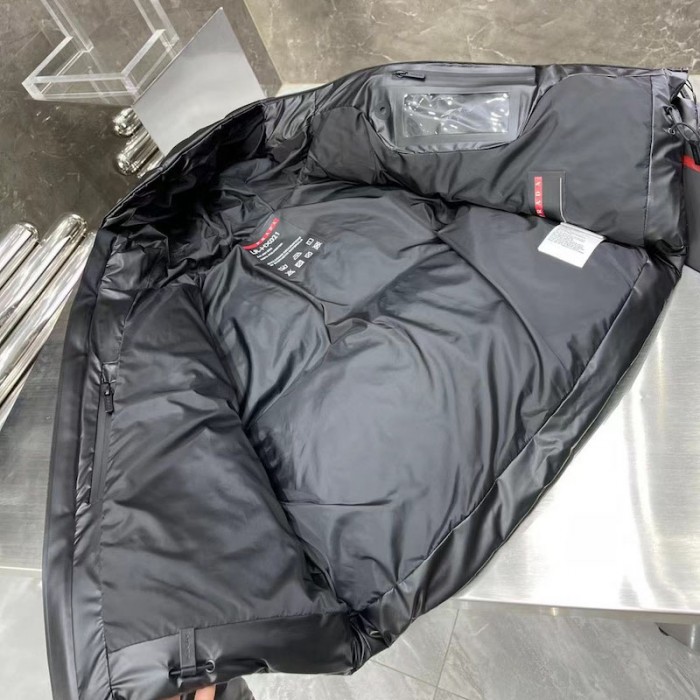 women Pra*a light nylon hooded puffer jacket black