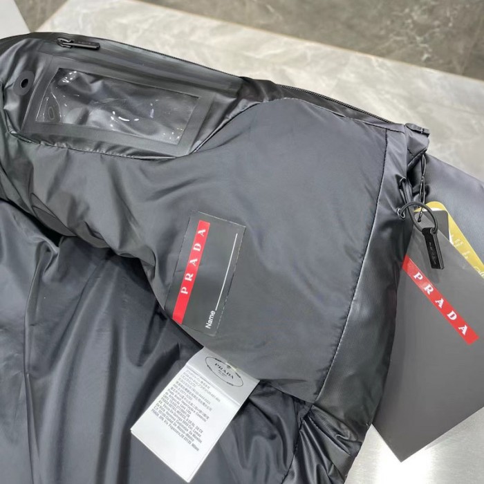 women Pra*a light nylon hooded puffer jacket black