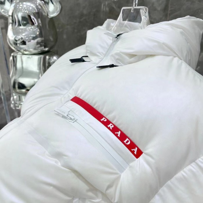 women Pra*a light nylon hooded puffer jacket white