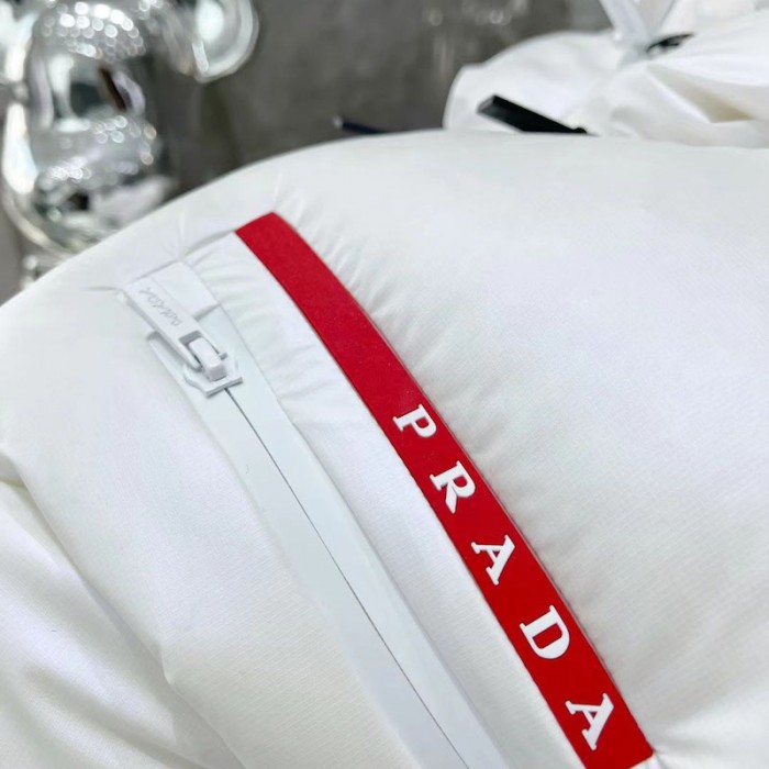 women Pra*a light nylon hooded puffer jacket white