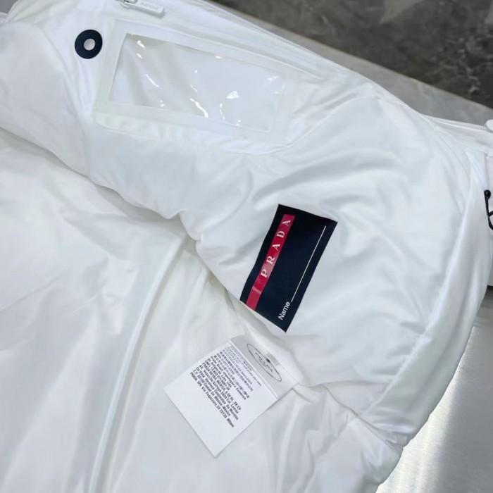 women Pra*a light nylon hooded puffer jacket white