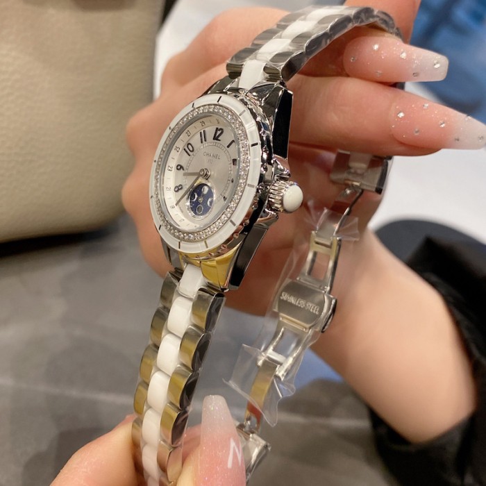 J 12 Watch 33 MM Diamond Tourbillon White highly resistant ceramic and steel