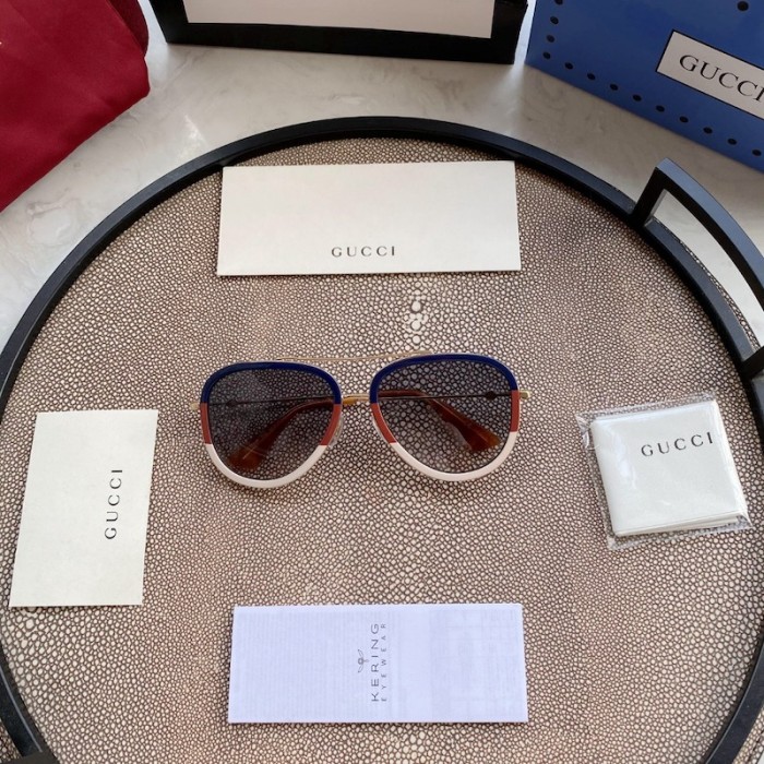 G*u*i aviator metal sunglasses white