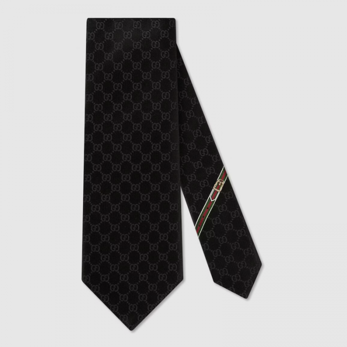 G*u*i gg pattern silk tie ‎black 456520