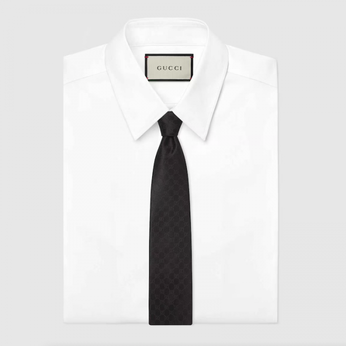 G*u*i gg pattern silk tie ‎black 456520