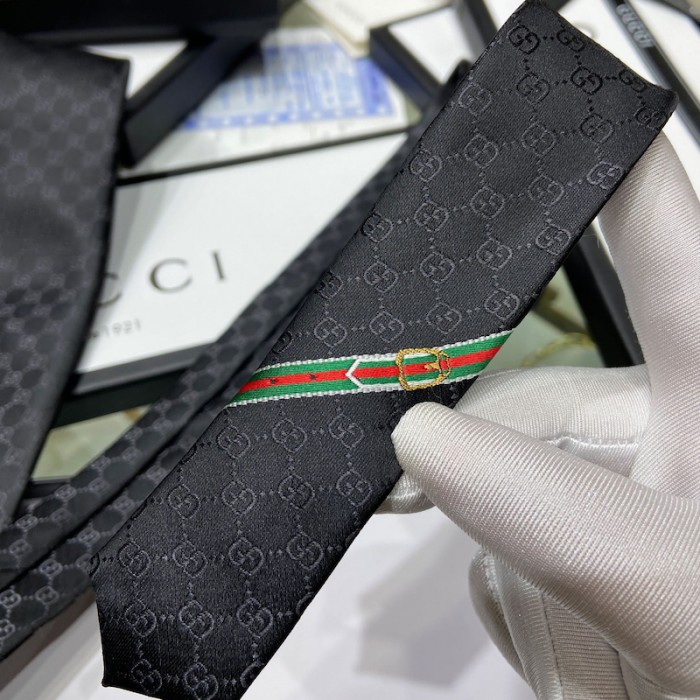 G*u*i gg pattern silk tie ‎black 456520