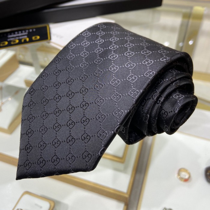G*u*i gg pattern silk tie ‎black 456520