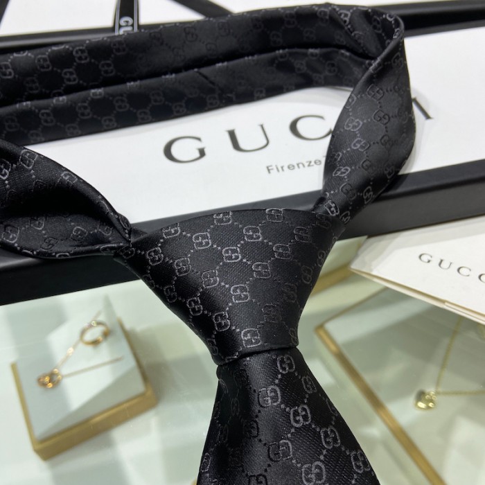 G*u*i gg pattern silk tie ‎black 456520