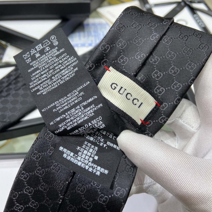 G*u*i gg pattern silk tie ‎black 456520
