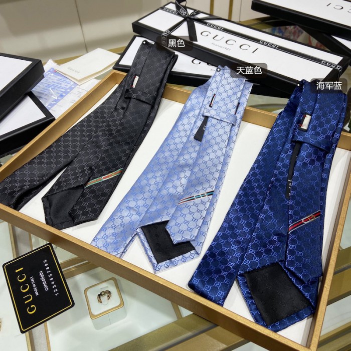 G*u*i gg pattern silk tie ‎black 456520