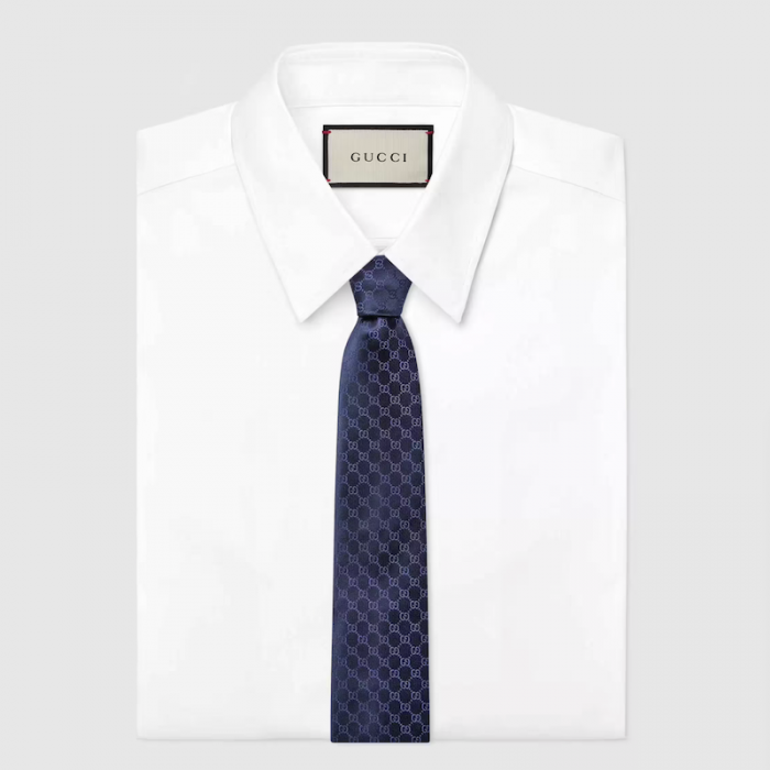G*u*i gg pattern silk tie navy blue 456520