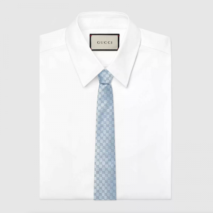 G*u*i gg pattern silk tie sky blue 456520