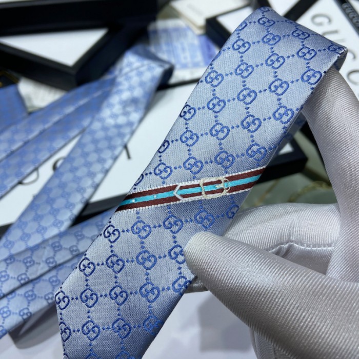 G*u*i gg pattern silk tie sky blue 456520