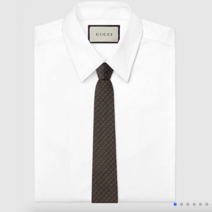 G*u*i gg and rhombus motif silk tie green