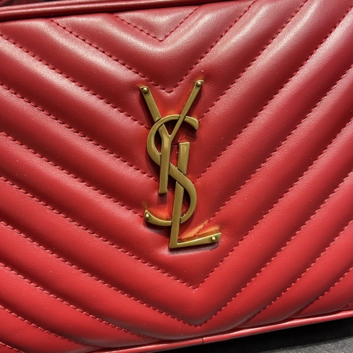 Saint Laurent Lou Camera Bag in Quilted Leather Red