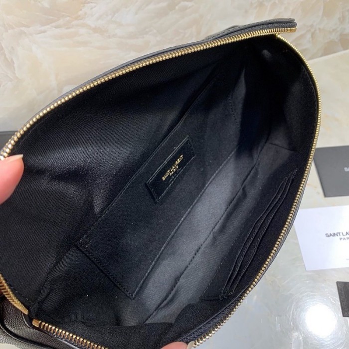 YSL Classic Monogram Belt Bag Textured Leather Black