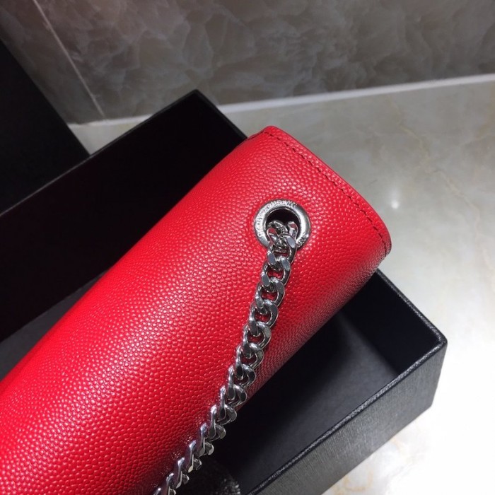 YSL Kate Medium Bag in Textured Leather Red