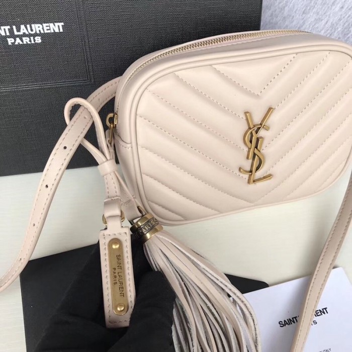 YSL Lou Belt Bag in Quilted Leather Beige